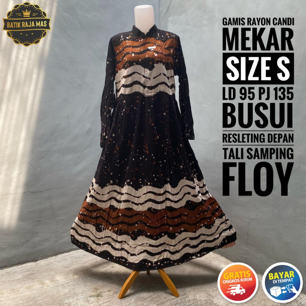 Gamis Abaya Rayon Premium Terbaru Syari Raya Lebaran Busui Friendly Tali Samping Klok Motif Batik Ab