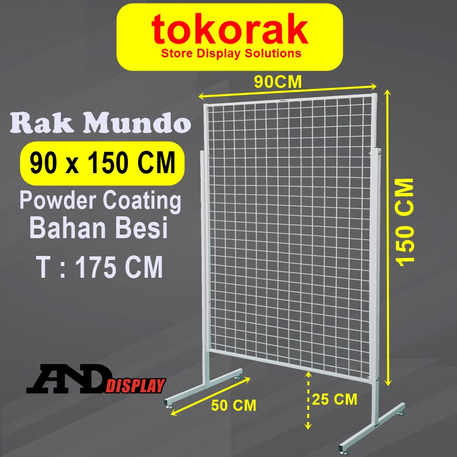 RAK MUNDO 90 X 150 CM DISPLAY KAKI RAM JARING DINDING CANTOLAN SINGLE