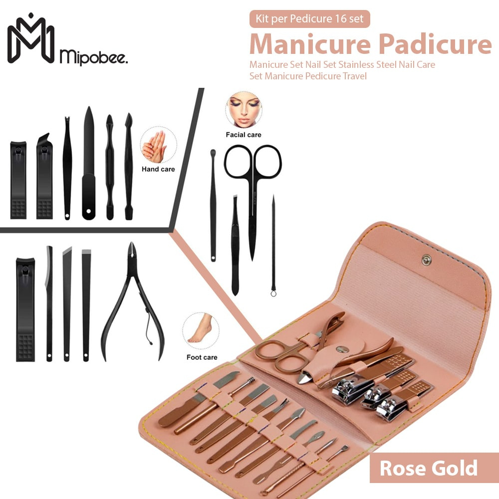 Set Gunting Kuku 16In1 Peralatan Manicure Padicure