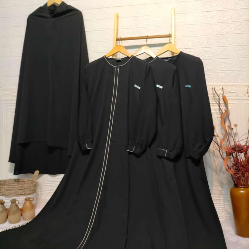 Gamis Set Syari Wanita Muslimah - Baju Gamis Syari Stelan Kerudung Syari dan Cadar
