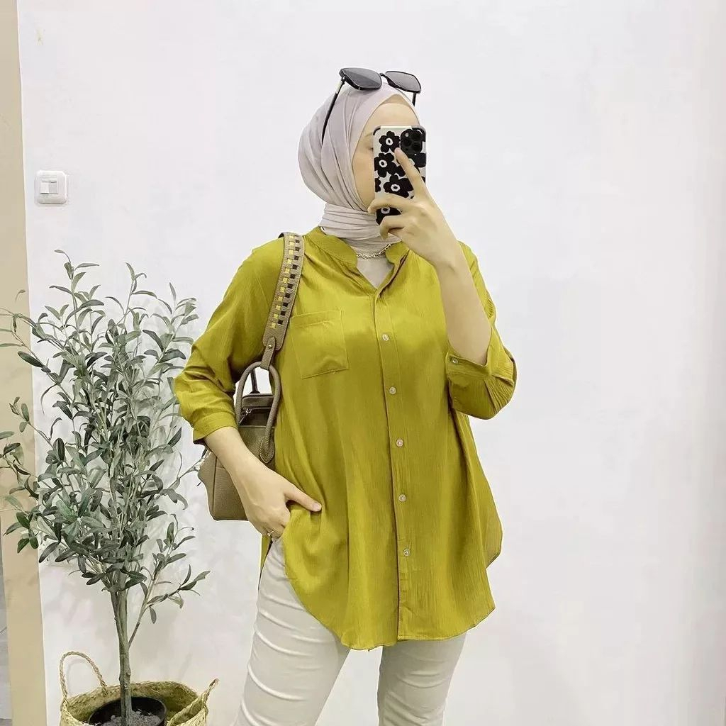 BLOUSE WANITA SERRA BLOUSE BAHAN KATUN TWILL LD 100 - 120 CM PJ 73 CM BLOUSE KOREAN STYLE // BAJU ATASAN WANITA TERBARU 2023 KEKINIAN // KEMEJA WANITA OVERSIZE LENGAN PANJANG // BLOUSE BUSUI FRIENDLY WARNA HITAM , PUTIH , PINK , LIME , MAROON