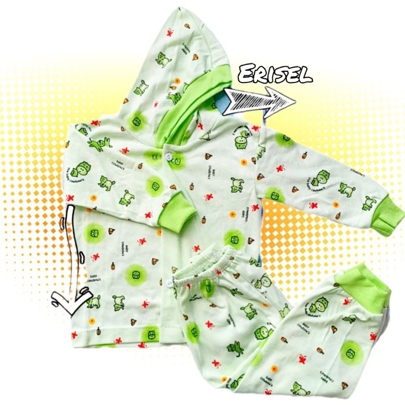 Set Baju Bayi Piyama Cindung Kancing Depan 0-18 Bulan