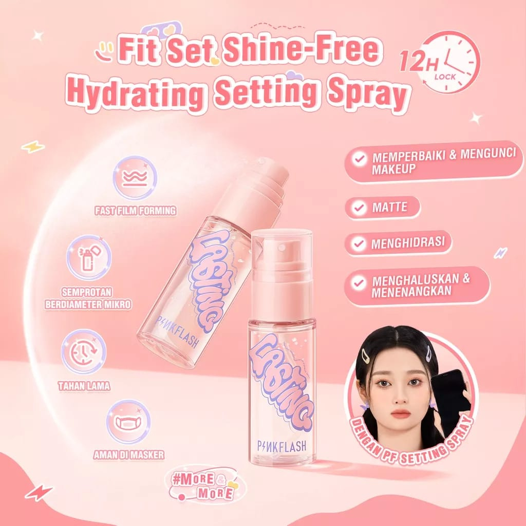 PINKFLASH  Setting Spray Shine-free Hydrating Oil-control Matte Extend makeup wear Soothing Calming Non-sticky