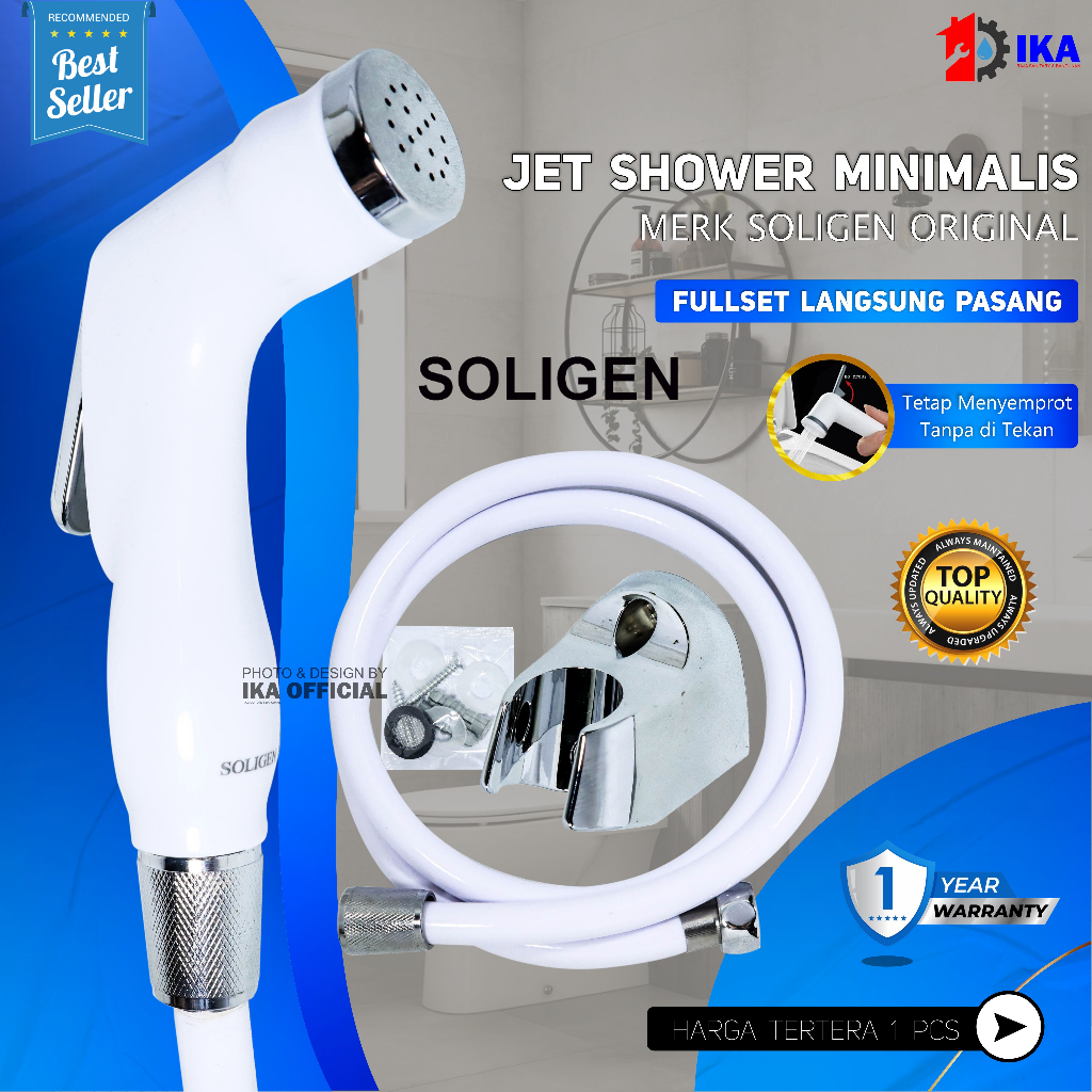 Jet Shower Cebok Toilet Bidet Warna - 1/2 Inch - High Quality / Shower Cebok Jet Shower Shower toilet Bidet Semprotan air Spray Closet / wc Semprotan pistol pancuran selang air pembersih otomatis on off