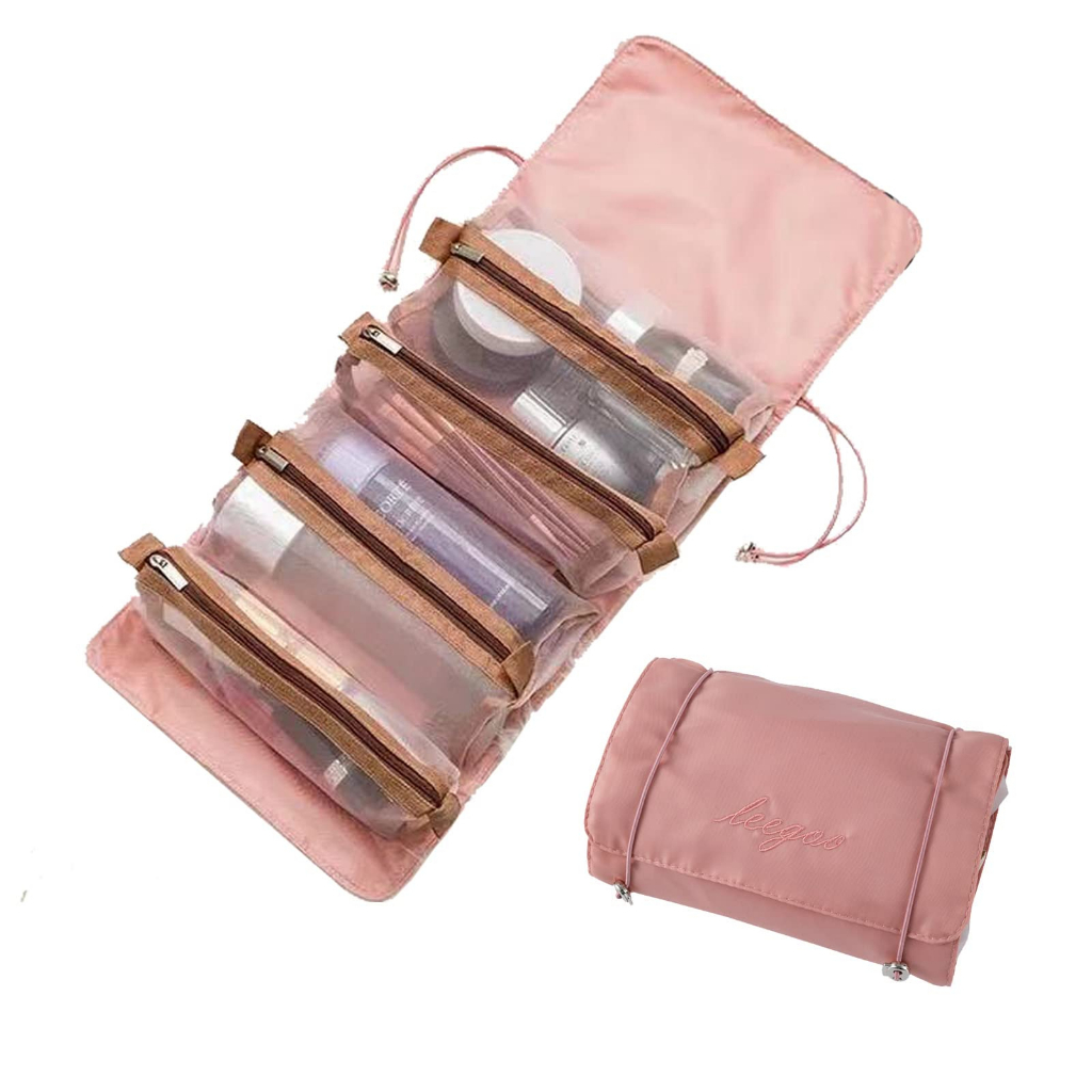 MAANGE Hanging Roll-Up Makeup Bag Travel Organizer untuk Wanita - 4 Tas Penyimpanan yang Dapat Dilepas - Atur Make Up, Kosmetik, Palet 1457