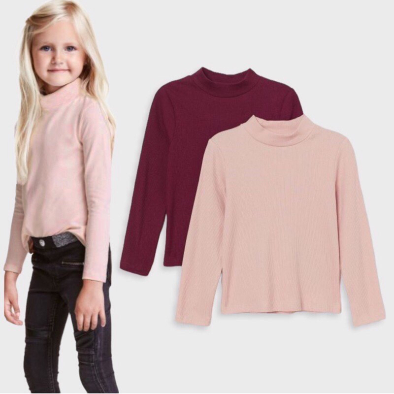 H&m hnm Kaos rib lengan panjang anak cewek perempuan