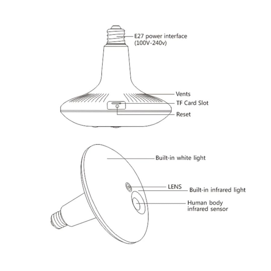 KAMERA MINI TERSEMBUNYI TANPA KABEL CAMERA CCTV LAMPU BOHLAM WIFI TANPA KABEL SPY CAM HIDDEN CAMERA JS147