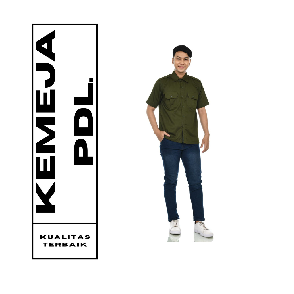 kemeja hijau army pdl pendek seragam pakaian dinas kerja outdoor