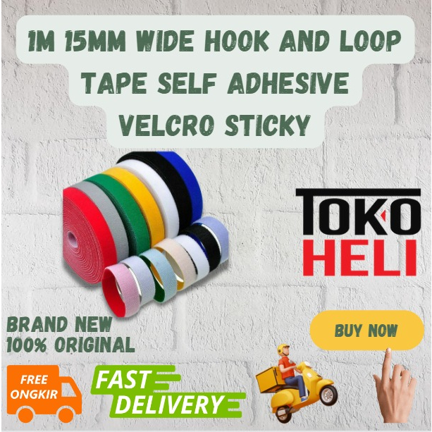 

1m 15mm Wide Hook and Loop Tape Self Adhesive Velcro Sticky - Yellow