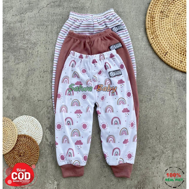 Isi 6 PCS Baju Celana Bayi / 3 Setel Baju Lengan Panjang Celana Panjang Usia 0-3 Bulan Seri Dusty Pink Anababy