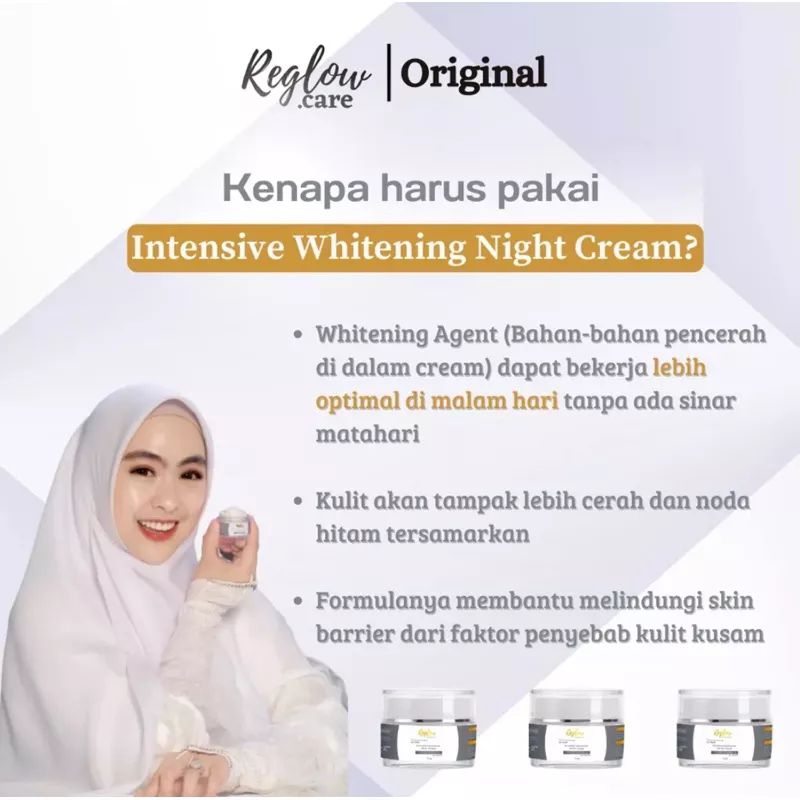 INTENSIVE WHITENING NIGHT CREAM REGLOW DR SHINDY SKINCARE HALAL BERBPOM ORIGINAL