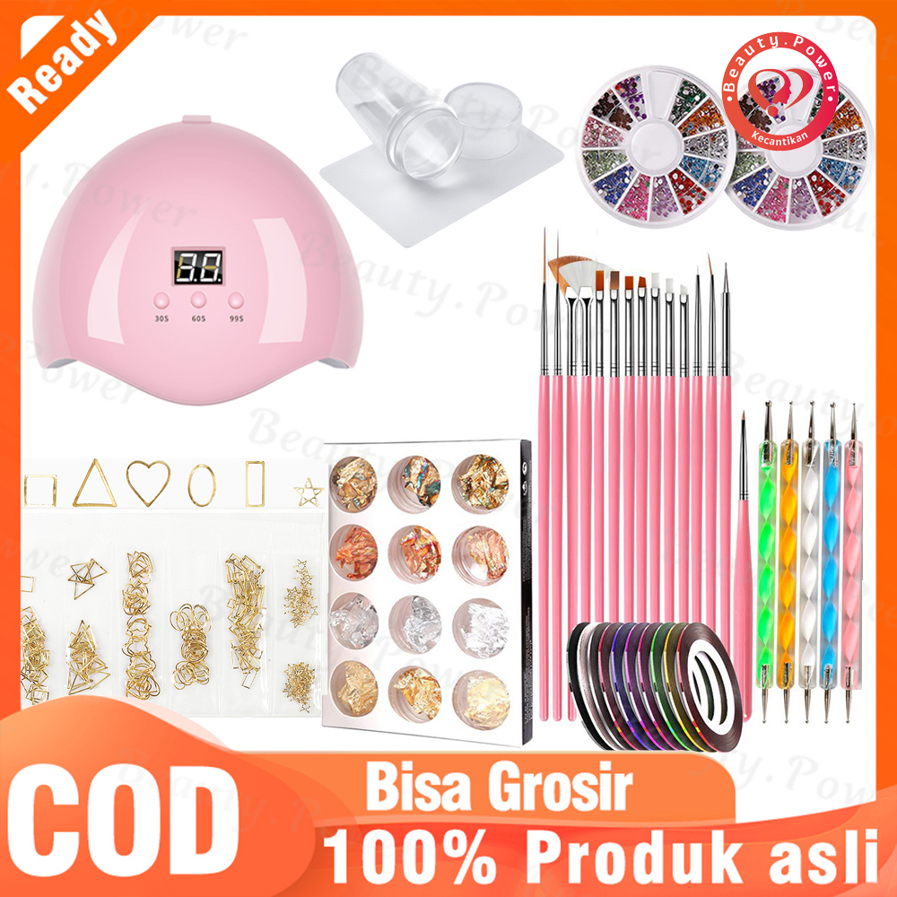 Set Pengering Kuku Elektrik Lampu Kuku UV 36W, Kuku Kuas Dotting Kuku Pena Stiker untuk Alat Seni Kuku