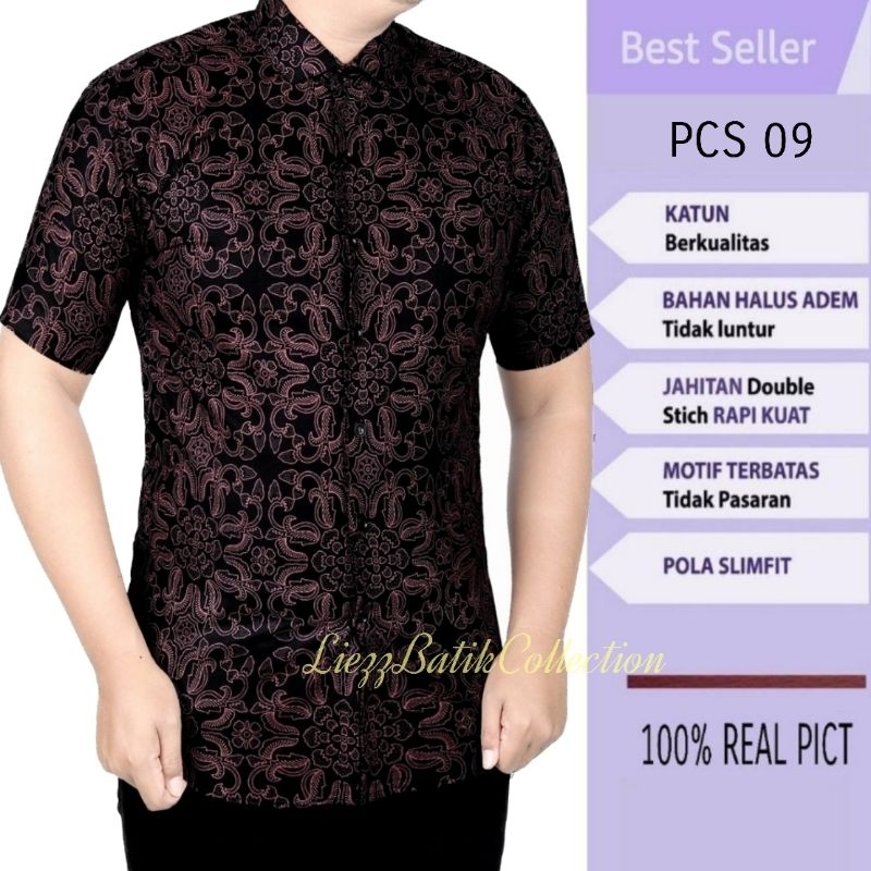 kemeja batik lengan pendek premium model slimfit motif modern tidak pasaran