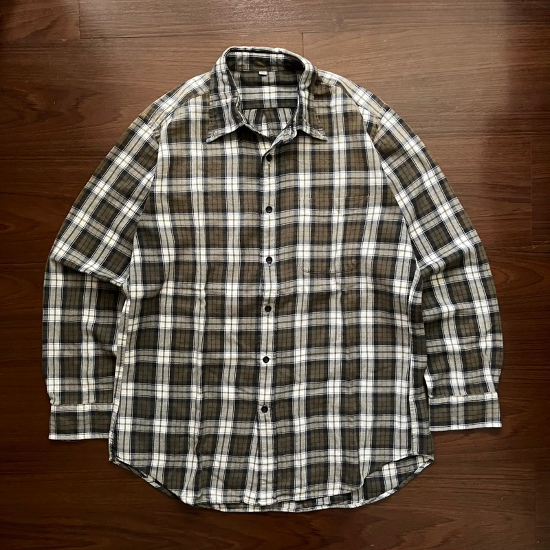 Uniqlo Olive Plaid Flannel