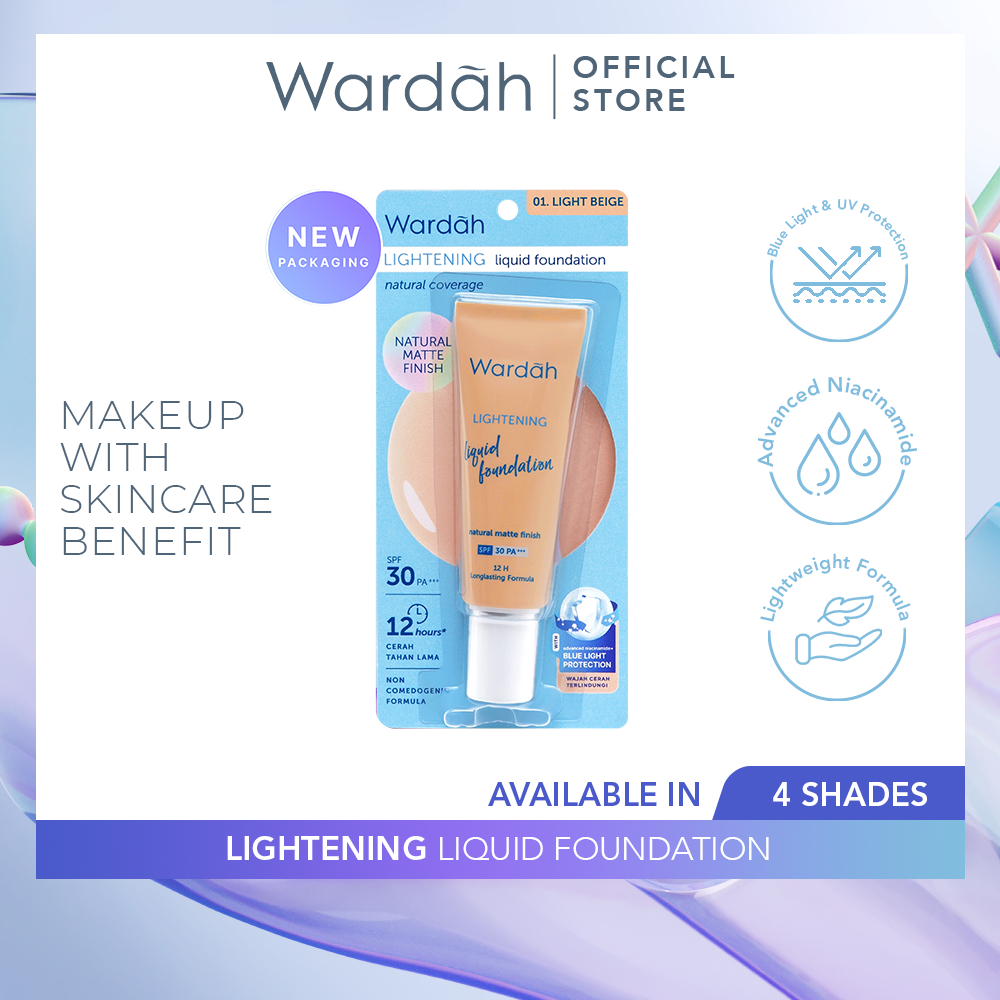 ARJUNA Wardah Lightening Liquid Foundation - Alas Bedak Mencerahkan dan Meratakan Warna Kulit Dengan SPF 30PA+++