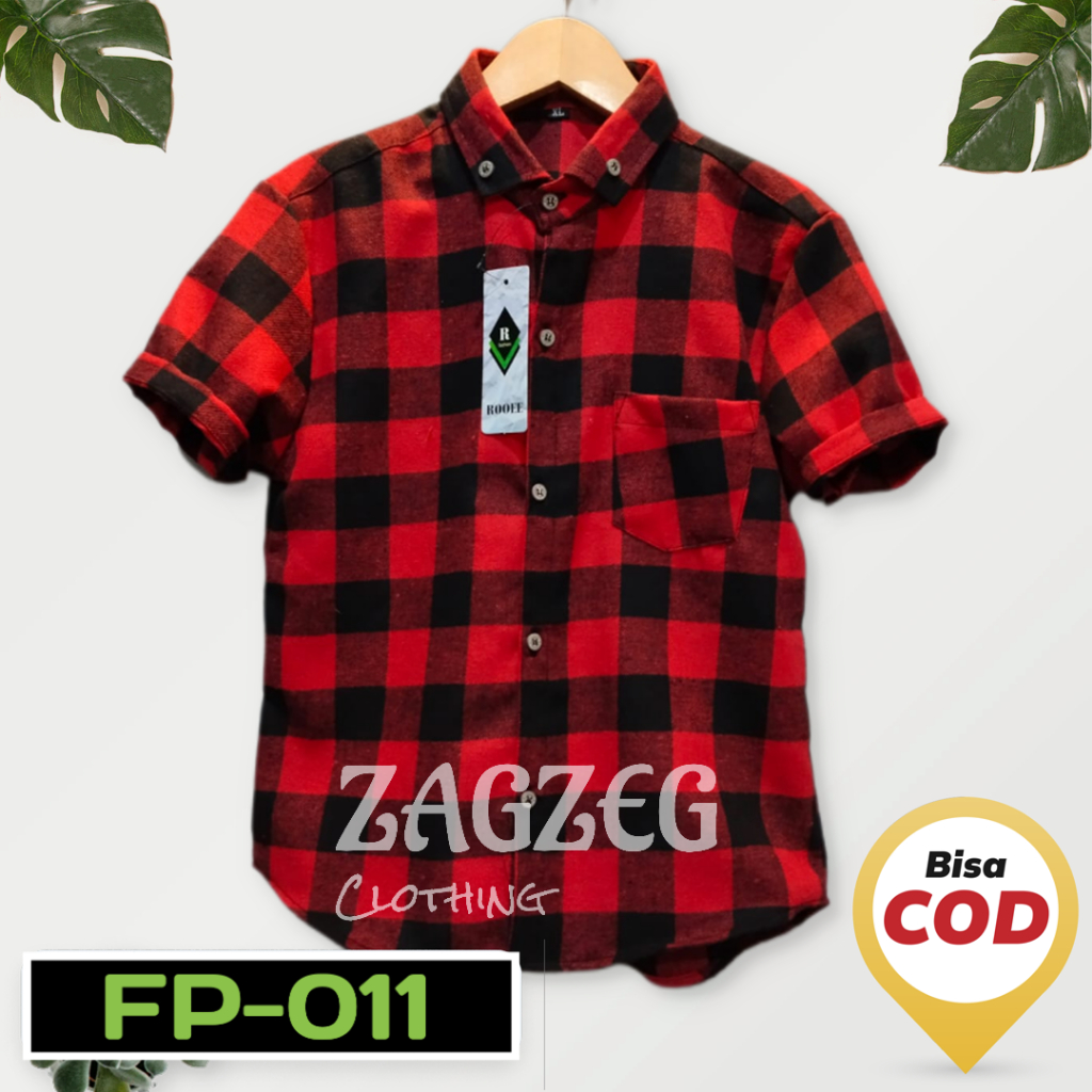 Zagzeg Clothing Atasan Kemeja Flannel Anak Lengan Pendek Kemeja Motif Kotak Bahan Flanel usia umur 2-6 tahun