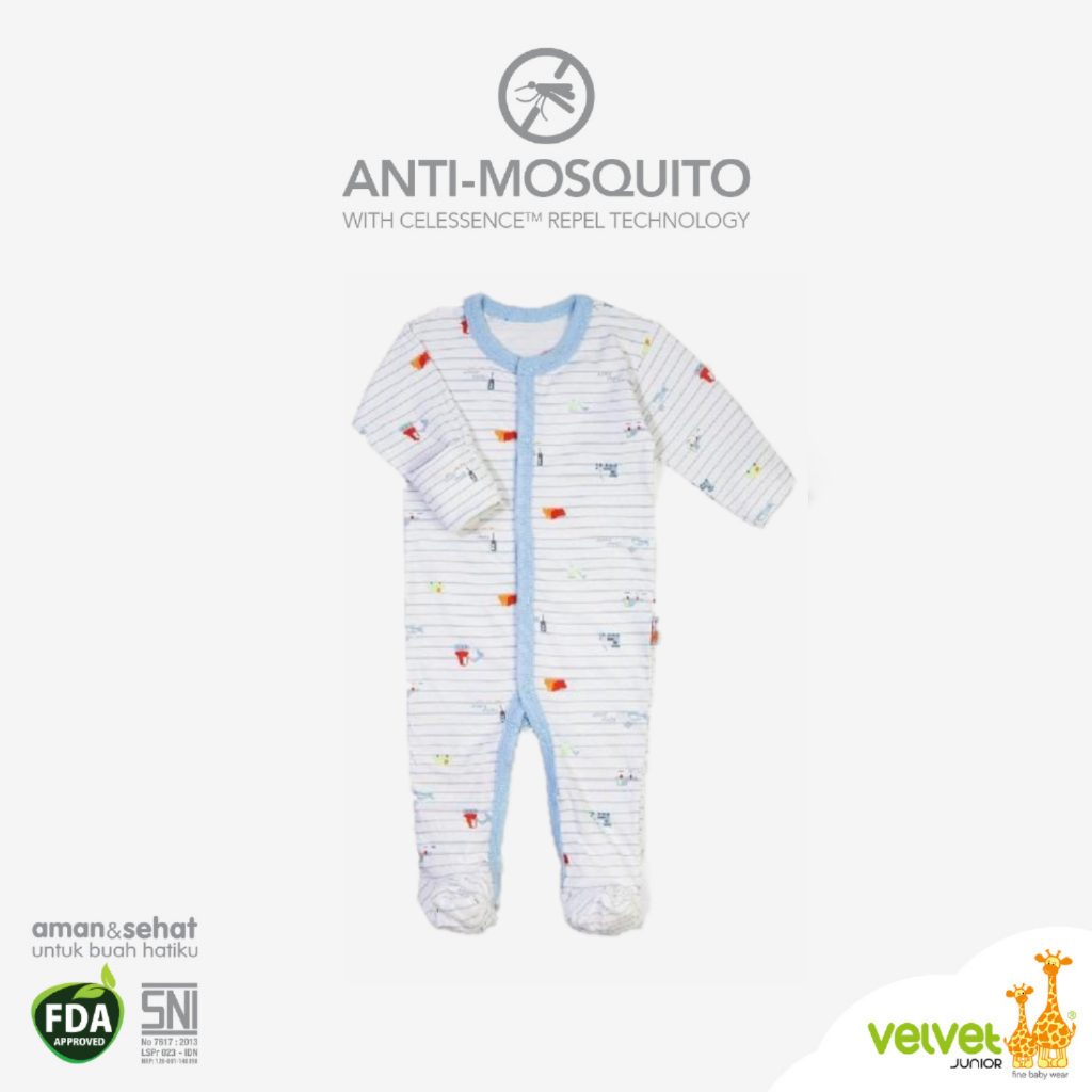 Velvet Junior Sleepsuit Anti Moisquito Jumper Bayi Tutup Kaki Anti Nyamuk Boy Series