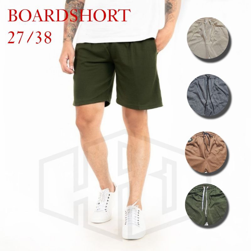 BOARDSHORT Celana Pendek Pria Terbaru Model Kolor Rip Atas Lutut BISA COD size 27-38 5 Warna Chino Pendek Hitam Chino Pendek Abu Chino Pendek Cream Chino Pria Pendek Army Chinos Pendek Mocca TERLARIS