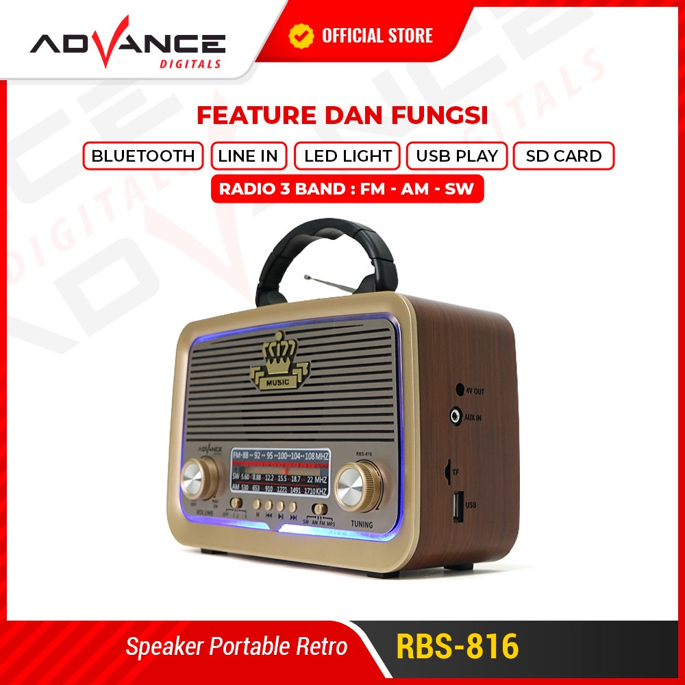 Portable SpeakerRBS816 Speaker Advance Bluetooth Radio RBS-816 Vintage