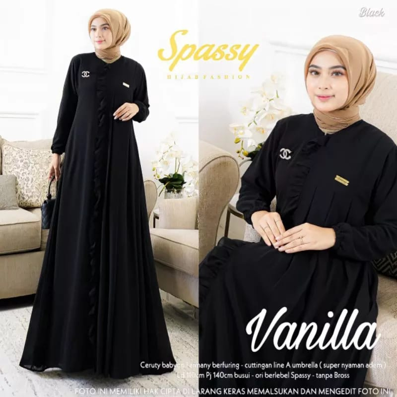 Gamis Terbaru Vanilla Dress Baju Kondangan Wanita Gaun Pesta Muslimah Gamis Polos Bahan Ceruty Babydoll Full Furing