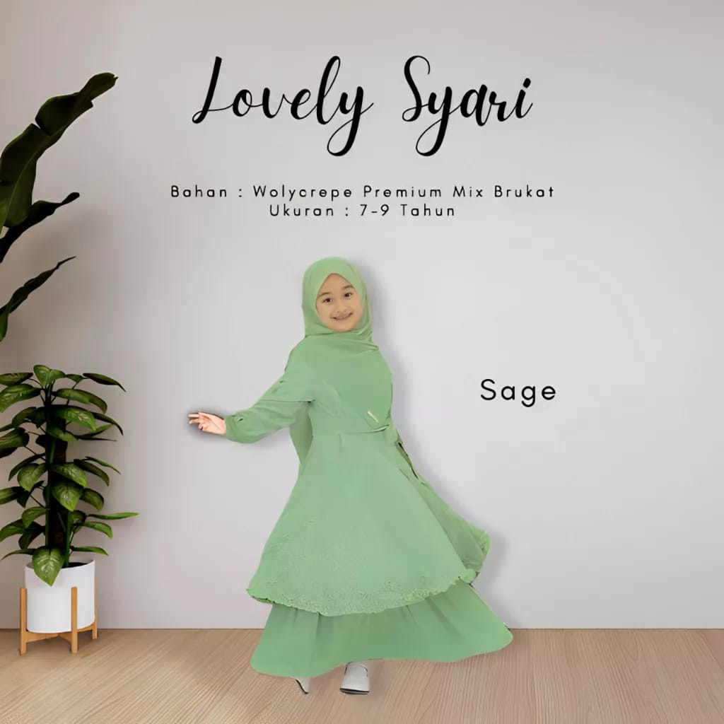 Gamis Anak Tanggung Perempuan Umur 7-9 Tahun Lovely Dress Kids FREE PASHMINA