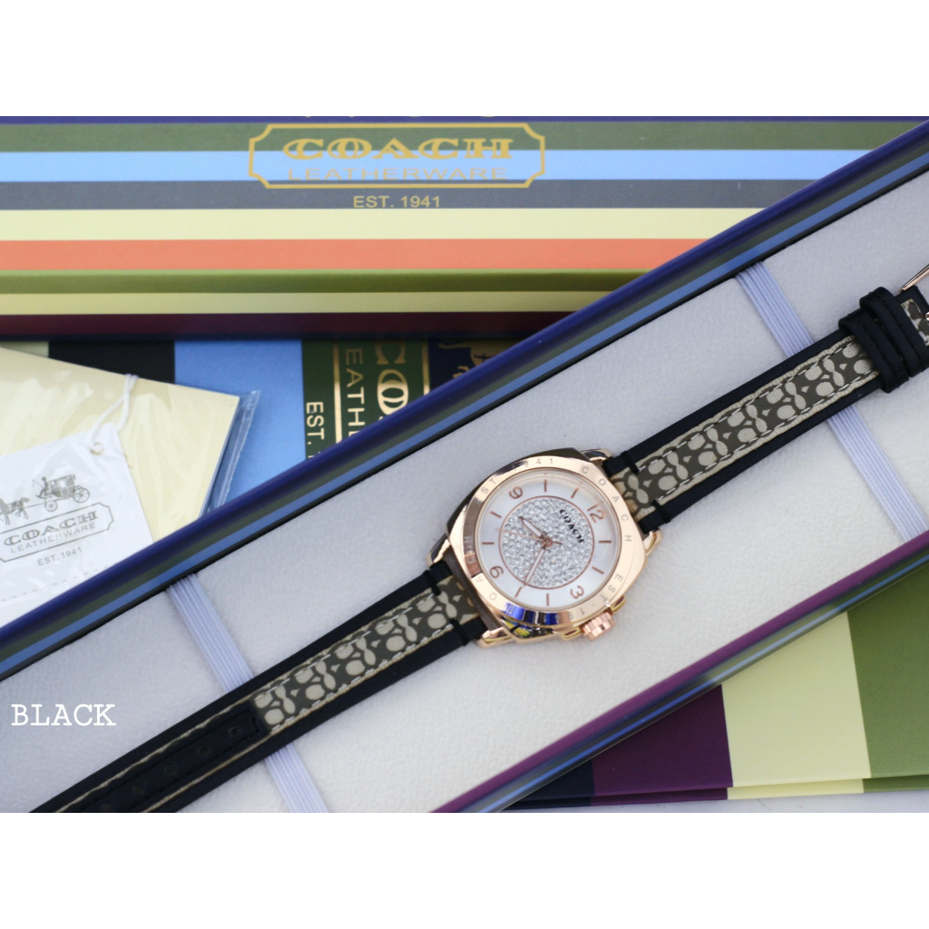 (COD) JAM TANGAN WANITA COACH TALI KULIT PAKET BOX KARTU PAPERBAG