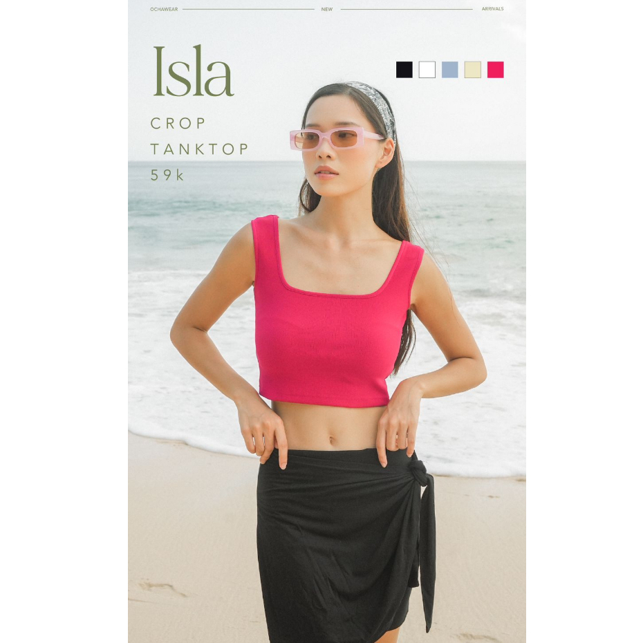 Isla Crop Tanktop ---- Ocha Wear | Basic Crop Top Camisole | Atasan Wanita Kamisol | Summer Casual Beach Wear Resort Wear