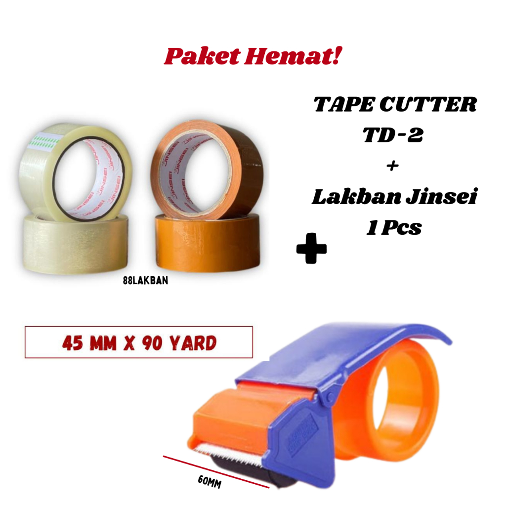 

Paket HEMAT (Lakban Jinsei 90 Yard 1 Pcs + Tape Cutter Joyko TD-2 * 50MM)