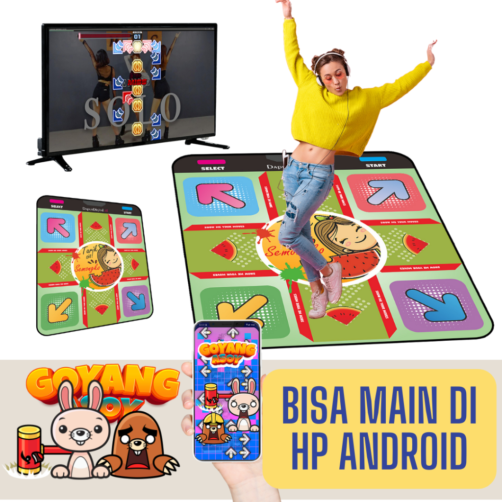 Niko Karpet Dance PIU Game Dancing pad Pump it Up Motif SEMONGKO Lengkap Ratusan Musik