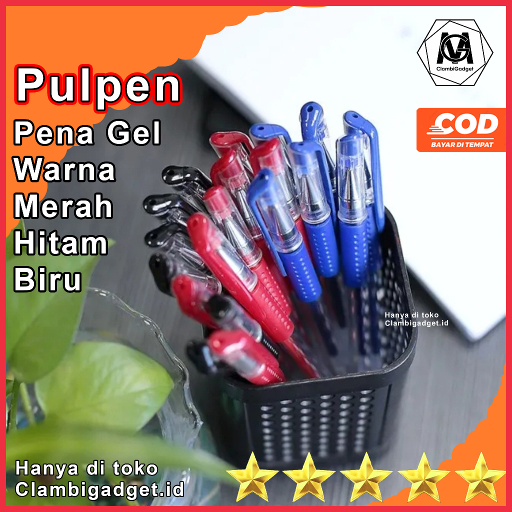 Pulpen Warna Hitam Merah Biru Pena Gel 0.55mm Standard Pulpen Gel Standard Bolpoin Gel Bolpoin Cair 