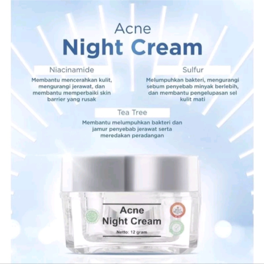 MS Glow Night Cream / Krim Malam MSGlow Whitening Luminous Ultimate Acne White Cell DNA