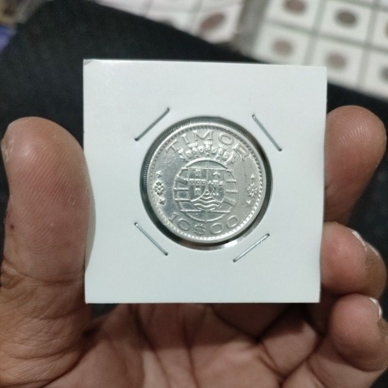 Koin silver timor 10 escudos 1964 original