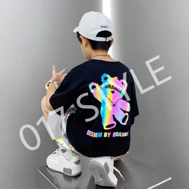 Orange - KAOS DISTRO ANAK LAKI LAKI REFLECTIVE RAINBOW NYALA - KAOS ANAK NYALA - TSHIRT ANAK KATUN A