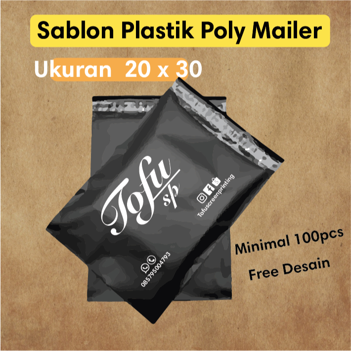Plastik polymailer 20x30 sablon plastik kirim plastik packing plastik baju