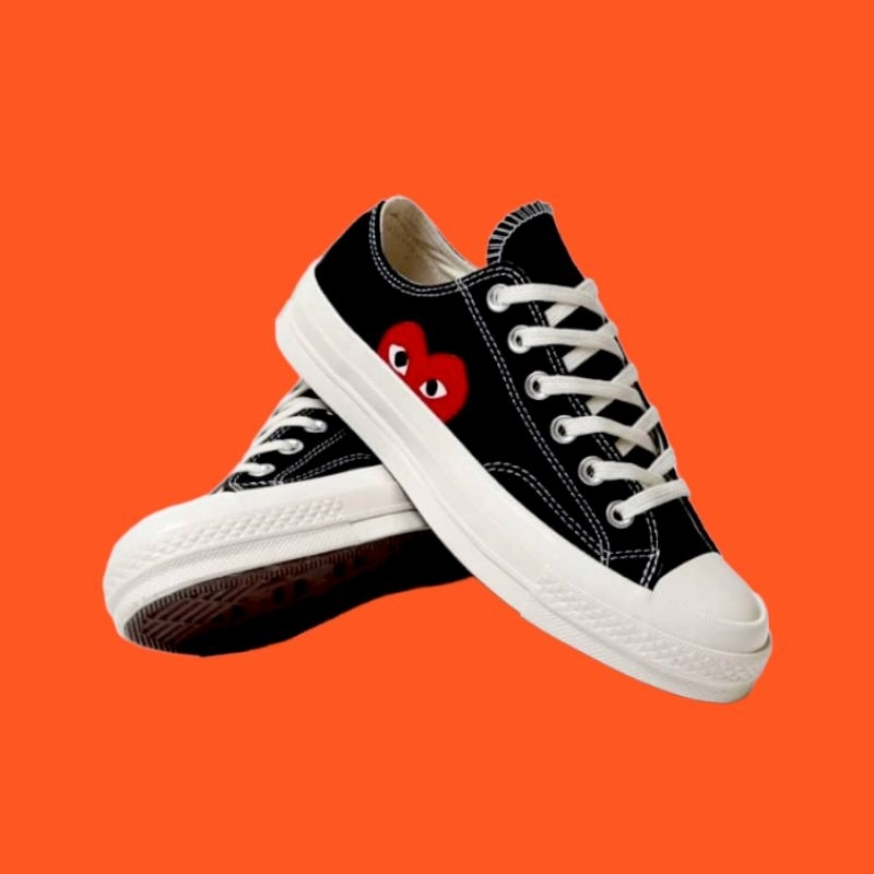 [BISA COD] CONVERSE CDG PLAY BLACKWHITE LOW PREMIUM