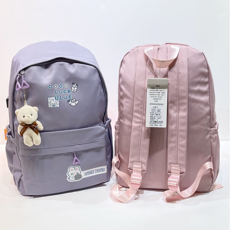 Tas Ransel Wanita Import Luck Blue Cute Korean Style  Backpack - 6545#0