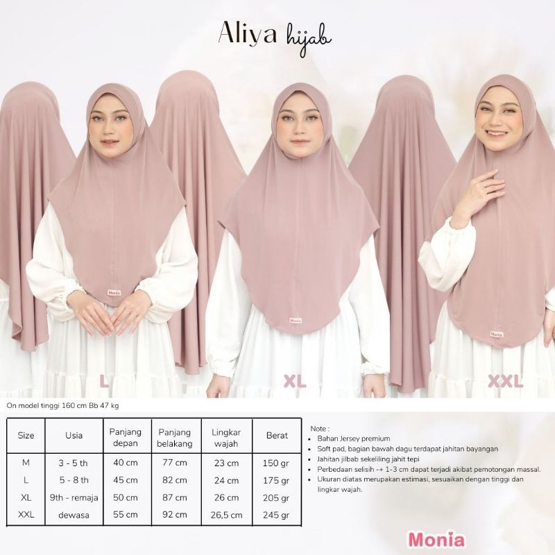 Aliya hijab by monia | kerudung anak sekolah bahan jersey premium