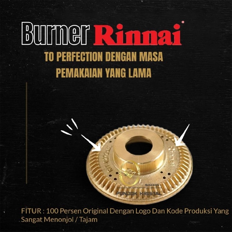 Burner Kuningan Original 100 % Kompor Gas Rinnai 511 522 C E 602 603 E / Saringan Pengapian Kompor Rinnai