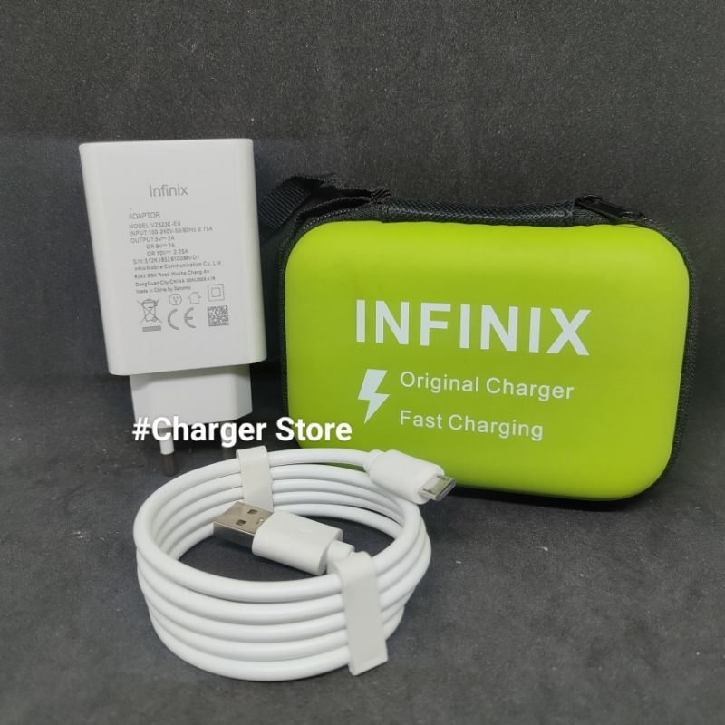 Charger Infinix Micro USB Fast Charging 33W 3A Original + Tas Dompet Charger