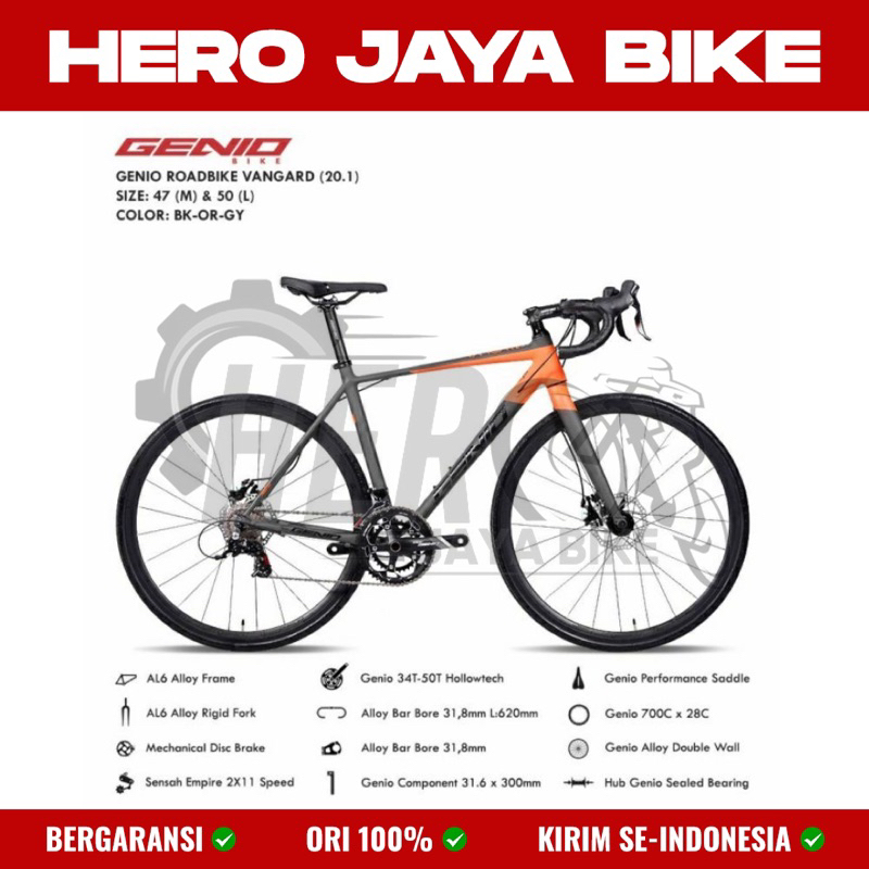 Sepeda Balap Roadbike GENIO VANGARD 700C Alloy 2x11 Speed Garansi Resmi 5 Thn