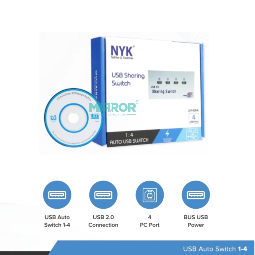 Paket Kabel Printer NYK USB 2.0 Dan Auto Switch Printer NYK 4 Port