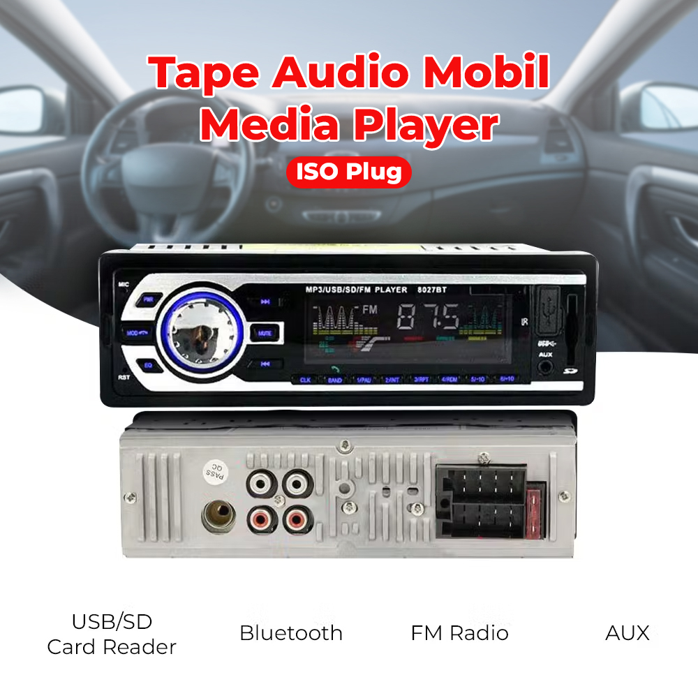 AMPrime Tape Audio Mobil Multifungsi Bluetooth USB MP3 FM Radio - Black