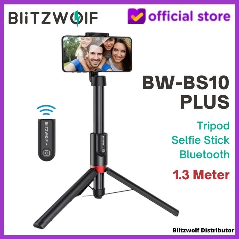 Blitzwolf BW BS10 Plus Selfie Stick Tripod Tongsis Remote Bluetooth 1.3Meter