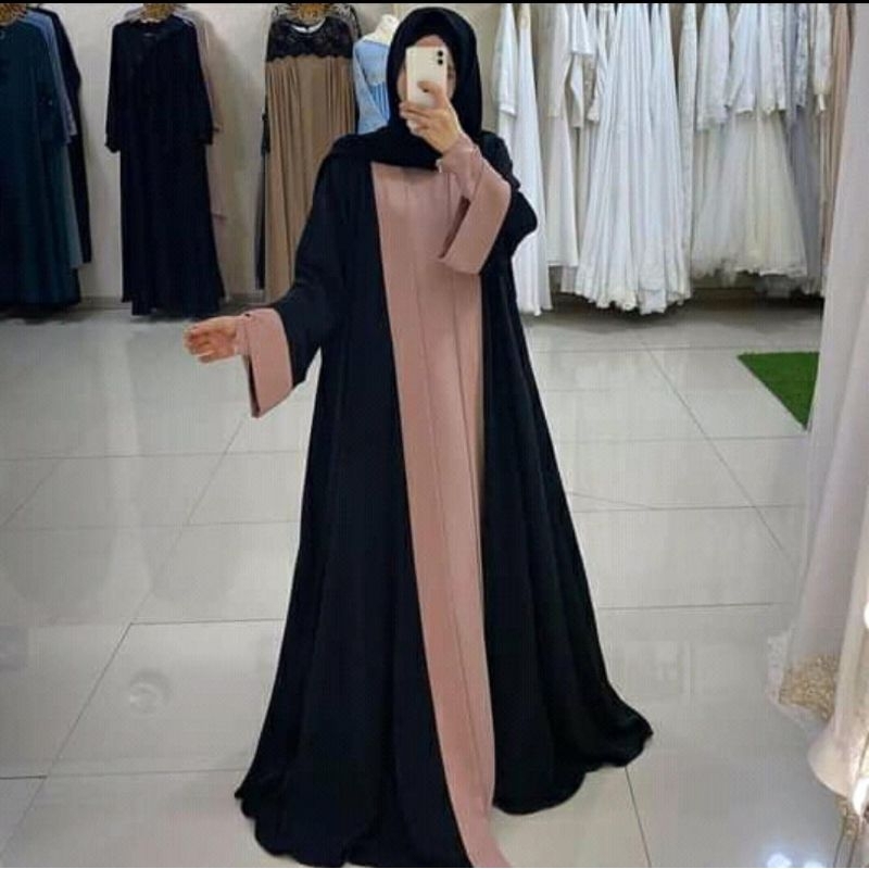 Abaya outer Gamis Hitam Arab Fashion Muslim Syari Dubai Turkey List Twin by hans Grosir Abaya
