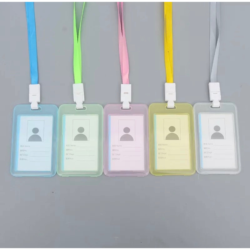

Name Tag, Id Card Transparant, Gantungan Kartu Nama, Plastik Vertical Lanyard Potrait Motif Polos Warna Warni, Tanda Pengenal Bening Horizontal