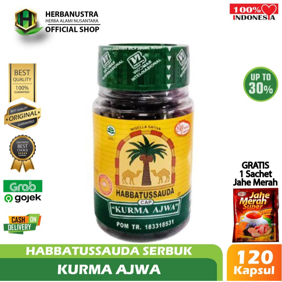 

HABBATUSSAUDA KURMA AJWA | HABBATUSSAUDA KAPSUL BUBUK | 120Kapsul
