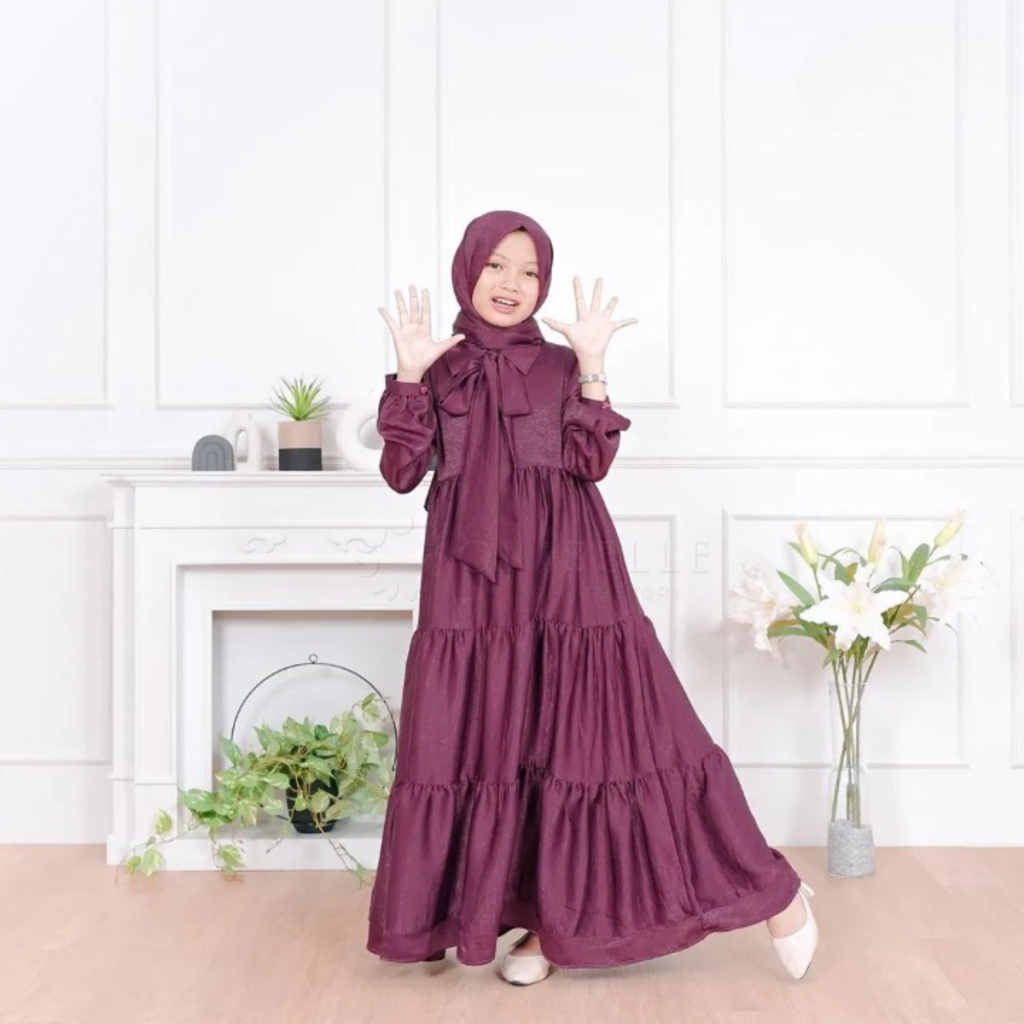 Bajurancak Baju Gamis Anak Tanggung Perempuan Terbagus Kekinian 2023 Usia 10 11 12 13 Tahun Melody Dress Pakaiam Muslim Anak Perempuan Terbaru Bahan Santorini Silk Baju Muslim anak Cewek Kekinian Fashion anak