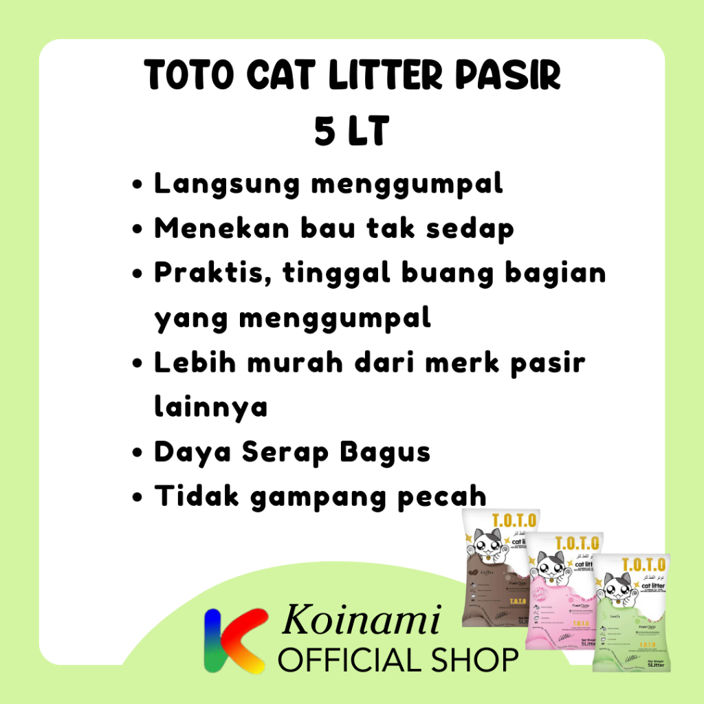 PASIR GUMPAL 5 LITER / TOTO CAT LITER / PASIR KUCING