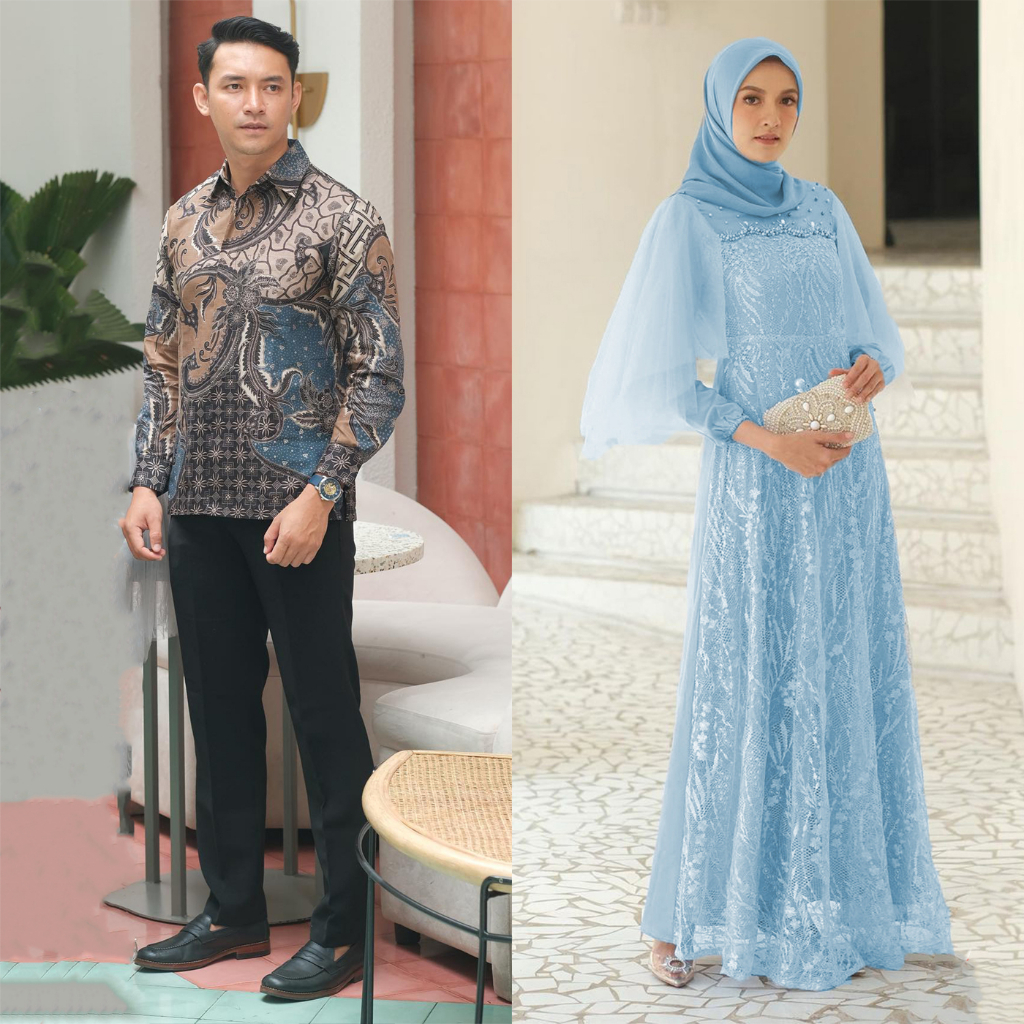 COUPLE GAMIS LEBARAN - SARIMBIT BATIK COUPLE GAMIS RADIKA - BAJU COUPLE KONDANGAN KEKINIAN - DRESS PESTA KONDANGAN TUNANGAN WISUDA - COUPLE GAMIS REMAJA