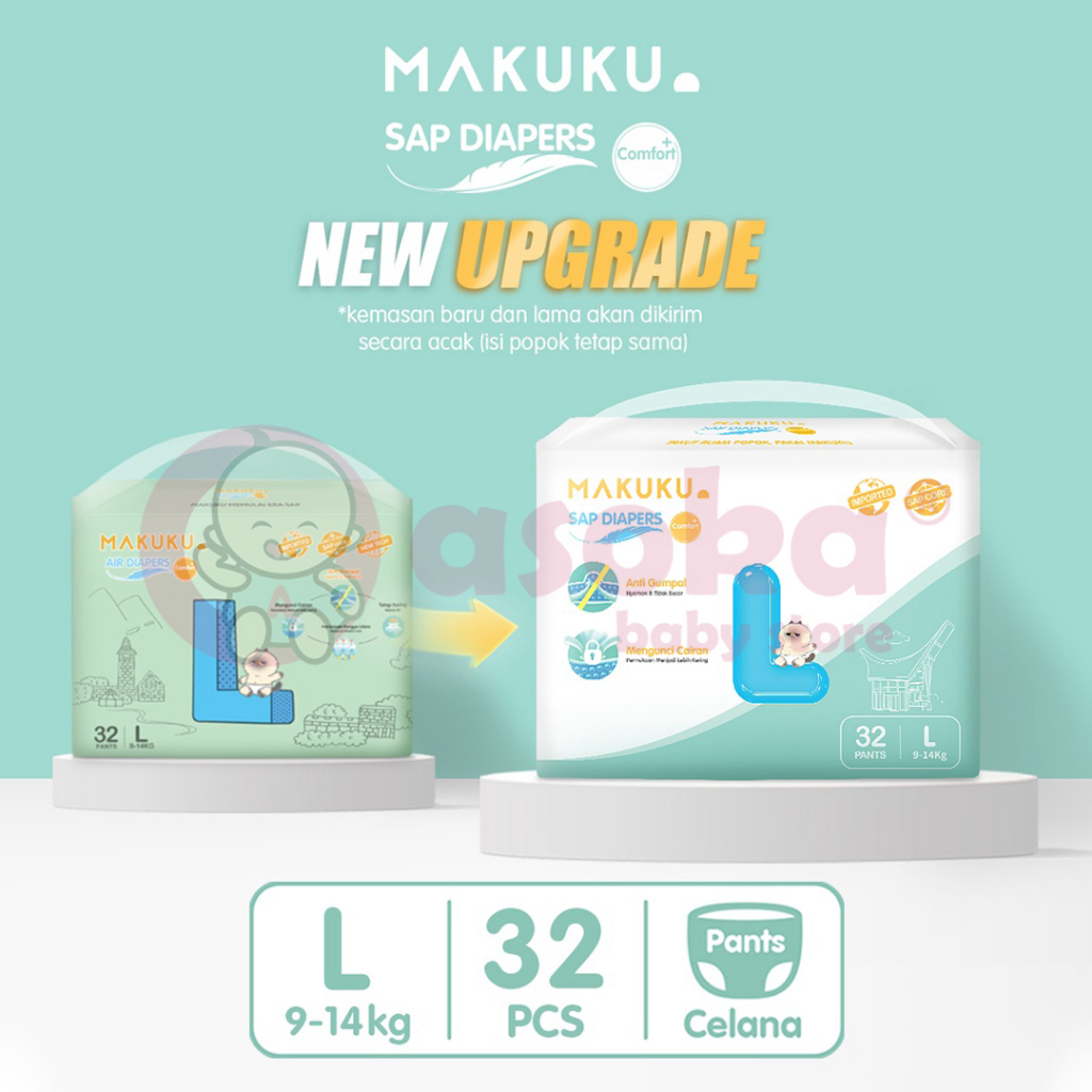 MAKUKU SAP Diapers Comfort+ Tape / Pants NB28 S36 L32 Xl32 XXL28 - Popok Bayi ASOKA